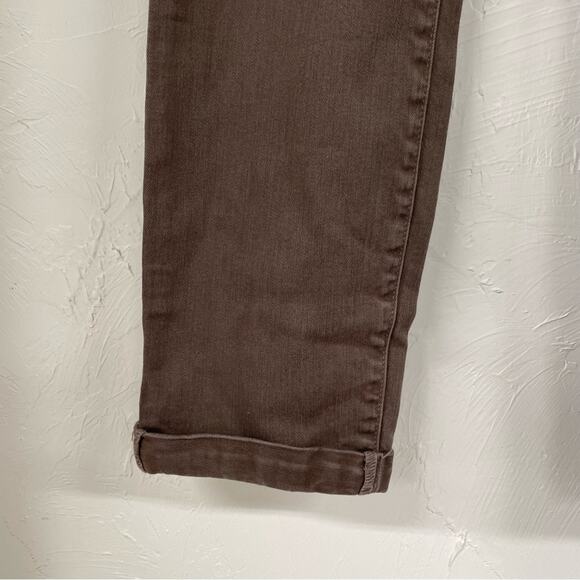 NYDJ Brown Rachel Roll Cuff Ankle Jeans Lift Tuck Technology Womens 10 Stretchy - Picture 2 of 15